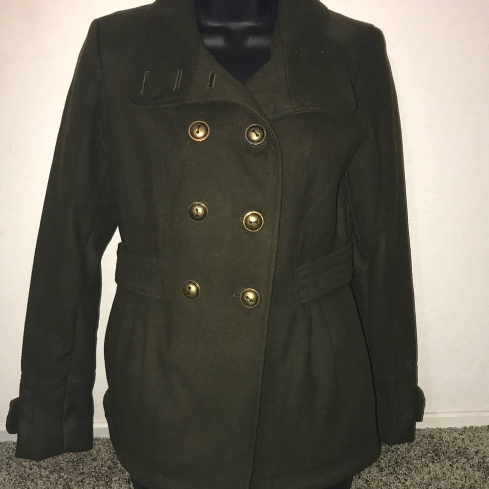 Army green pea coat